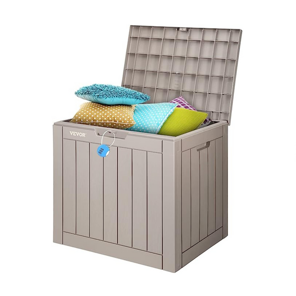 VEVOR Caja pequeña para terraza exterior de 31 galones con candado de aleación de aluminio