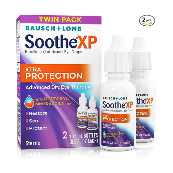 Bausch + Lomb Soothe XP Eye Drops, Lubricant Relief for Dry Eyes (15 mL, Pack of 2)