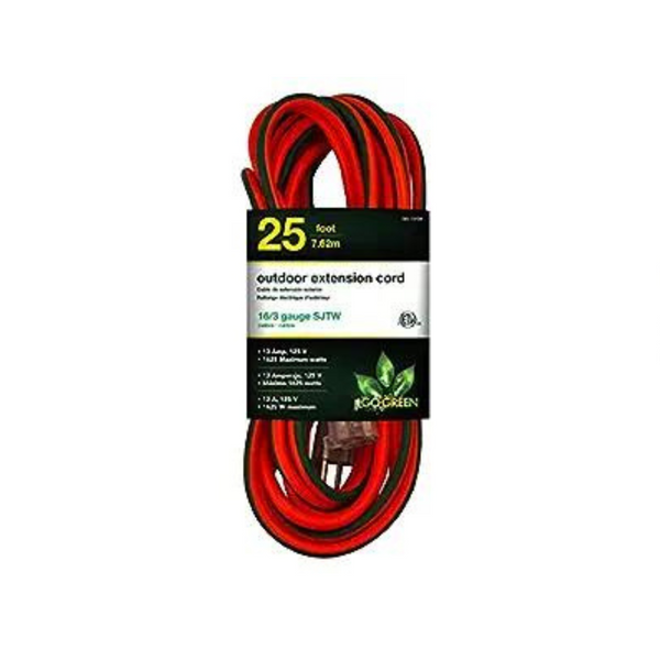 Cable de extensión para exteriores de 25 pies, extremo iluminado