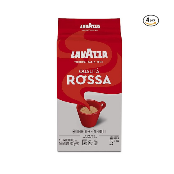 Pack of 4 Lavazza Qualita Rossa Medium Roast Ground Coffee Blend Bags