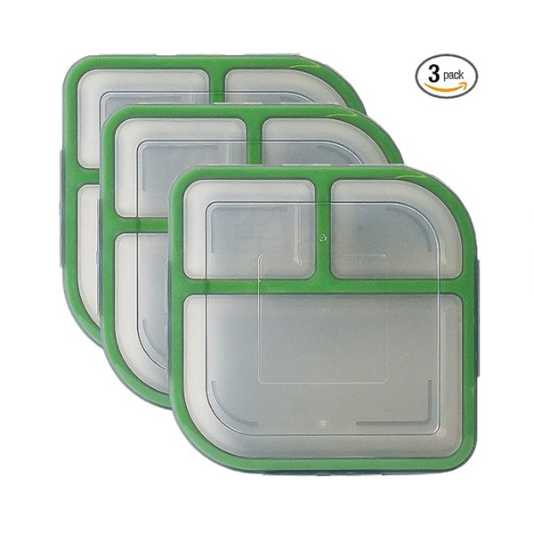 3 Pack Of MyGo 3-Compartment To-Go Microwave Safe Food Containers