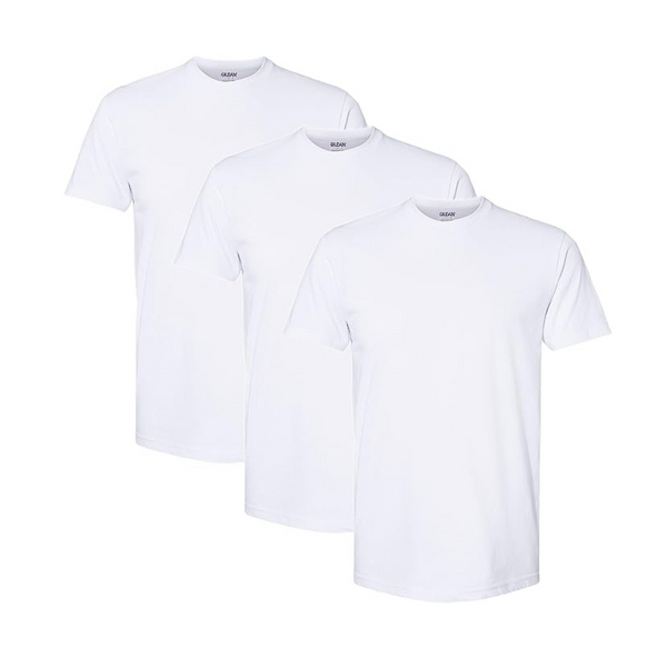 Paquete de 3 camisetas blancas elásticas de algodón Gildan para hombre
