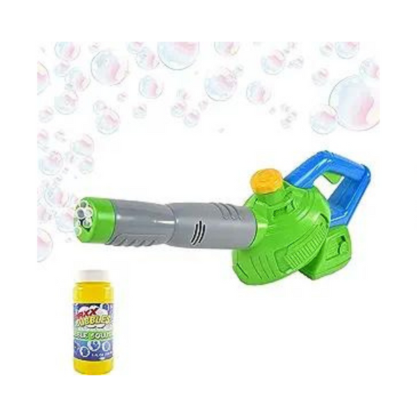 Soplador de hojas de burbujas de juguete Maxx Bubbles con solución de recambio