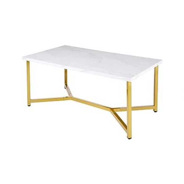 AZL1 Life Concept Mesa de centro rectangular moderna de mármol dorado de mediados de siglo