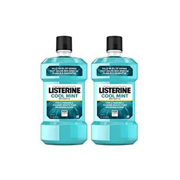 2 Bottles of Listerine Cool Mint Antiseptic Mouthwash (1-Liter Each)