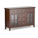 SIMPLIHOME Artisan Solid Pine Wood 54 inch Contemporary Sideboard Buffet Credenza in Russet Brown