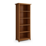 SIMPLIHOME Amherst SOLID WOOD 30 Inch Transitional 5 Shelf Bookcase in Light Golden Brown