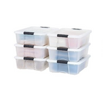6 Pack IRIS USA 26.95 Quart Stackable Plastic Storage Bins