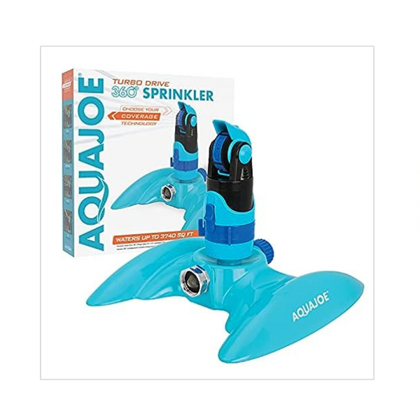 Aspersor Aqua Joe con transmisión por engranajes de 4 patrones
