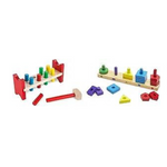 Melissa & Doug Deluxe Wooden Pound-A-Peg Toy & Stack and Sort Board