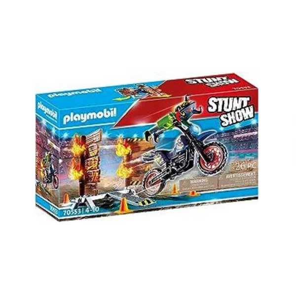 Playmobil Stunt Show Motocross with Fiery Wall