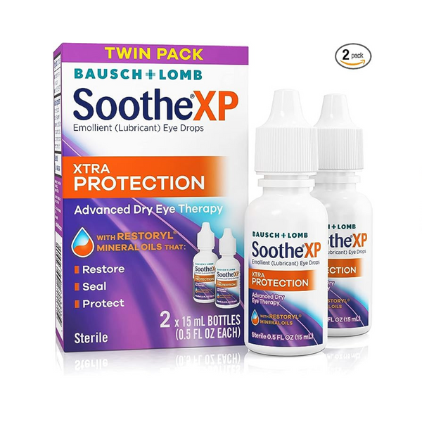 2 botellas de gotas para los ojos Bausch &amp; Lomb Soothe XP