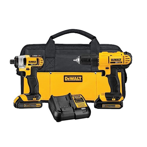 DEWALT 20V MAX Cordless Drill And Impact Driver Power Tool Combo Kit With 2 Batteries