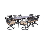 Hanover Montclair 9-Piece All-Weather Outdoor Patio Dining Set, 8 Swivel Rocker Chairs With Table