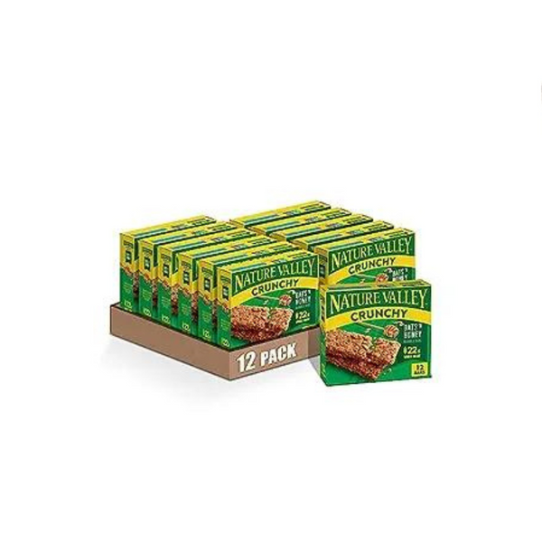 12 cajas de barras de granola crujientes Nature Valley, avena y miel (12 barras/caja)