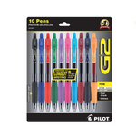 10 Pack Of Pilot G2 Premium Fine Point 0.7mm Gel Roller Pens Assorted Colors