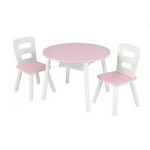KidKraft Wooden Round Table & 2 Chair Set – Pink & White