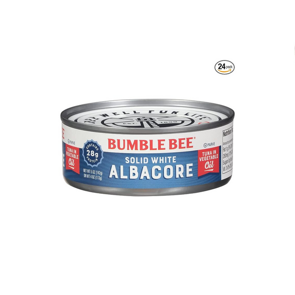 24 latas de atún blanco sólido Bumble Bee en aceite (latas de 5 oz)