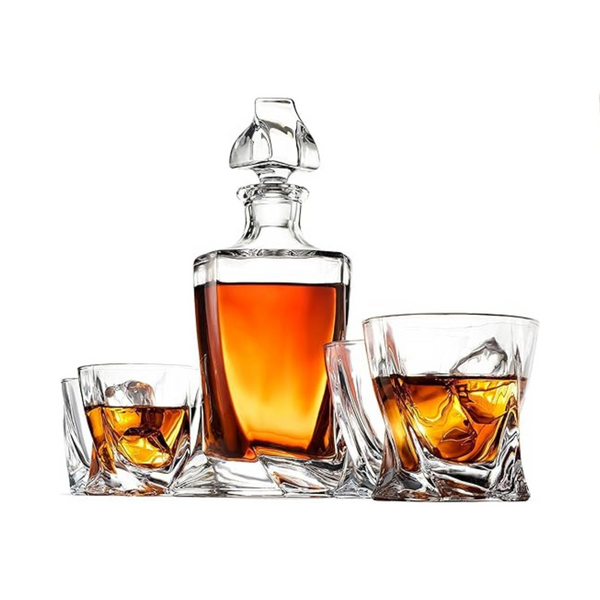 Juego de vasos y decantador de whisky de estilo europeo de 5 piezas