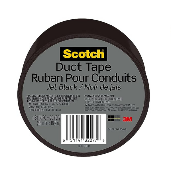 Rollo de cinta adhesiva Scotch de 20 yardas, color negro azabache