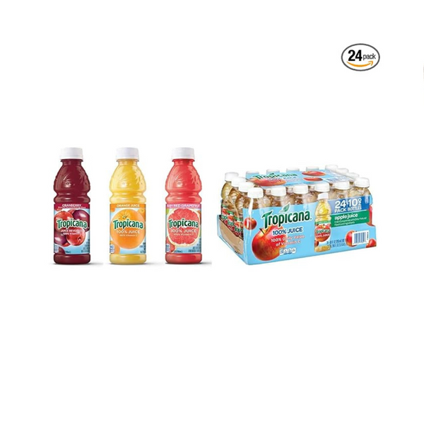 24 botellas de paquete variado Tropicana y 24 botellas de jugo de manzana Tropicana