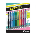 Pilot G2 Mini Premium Rolling Ball Gel Pens, Fine Point 0.7mm, Assorted Colors (Pack of 10)