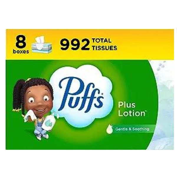24 Boxes of Puffs Plus Lotion Facial Tissues (124 Facial Tissues per Box, 2,976 Tissues)