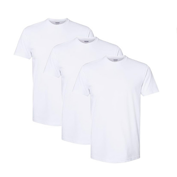 3 Gildan Men's Crew Neck Cotton Stretch T-Shirts