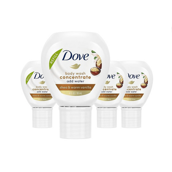 Paquete de 4 recambios concentrados para gel de baño Dove