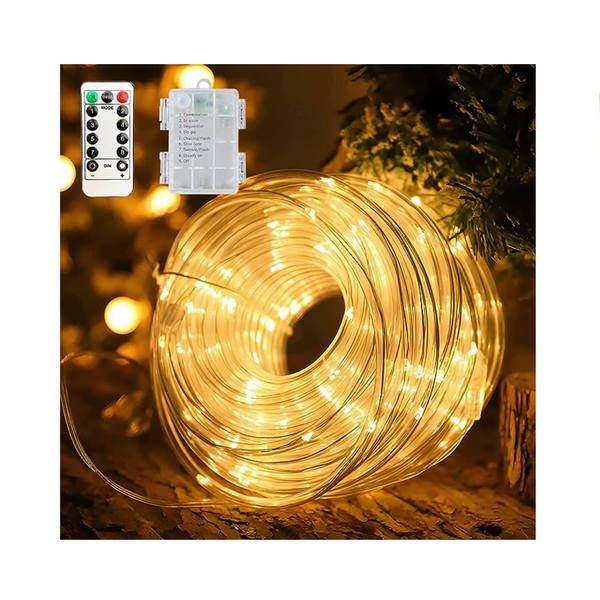 120 luces LED de cuerda de batería impermeables, (40 pies)