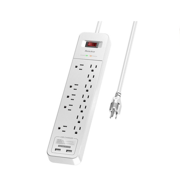 Huntkey 12 Outlet Power Strip Surge Protector With 2 USB Ports And 6′ Cord