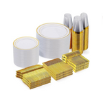600 Pcs Gold Plastic Disposable Dinnerware Set (Service for 100)