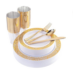 175-Pc Gold Disposable Dinnerware Set