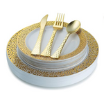 100-Piece Posh Setting White and Gold Dinnerware Set