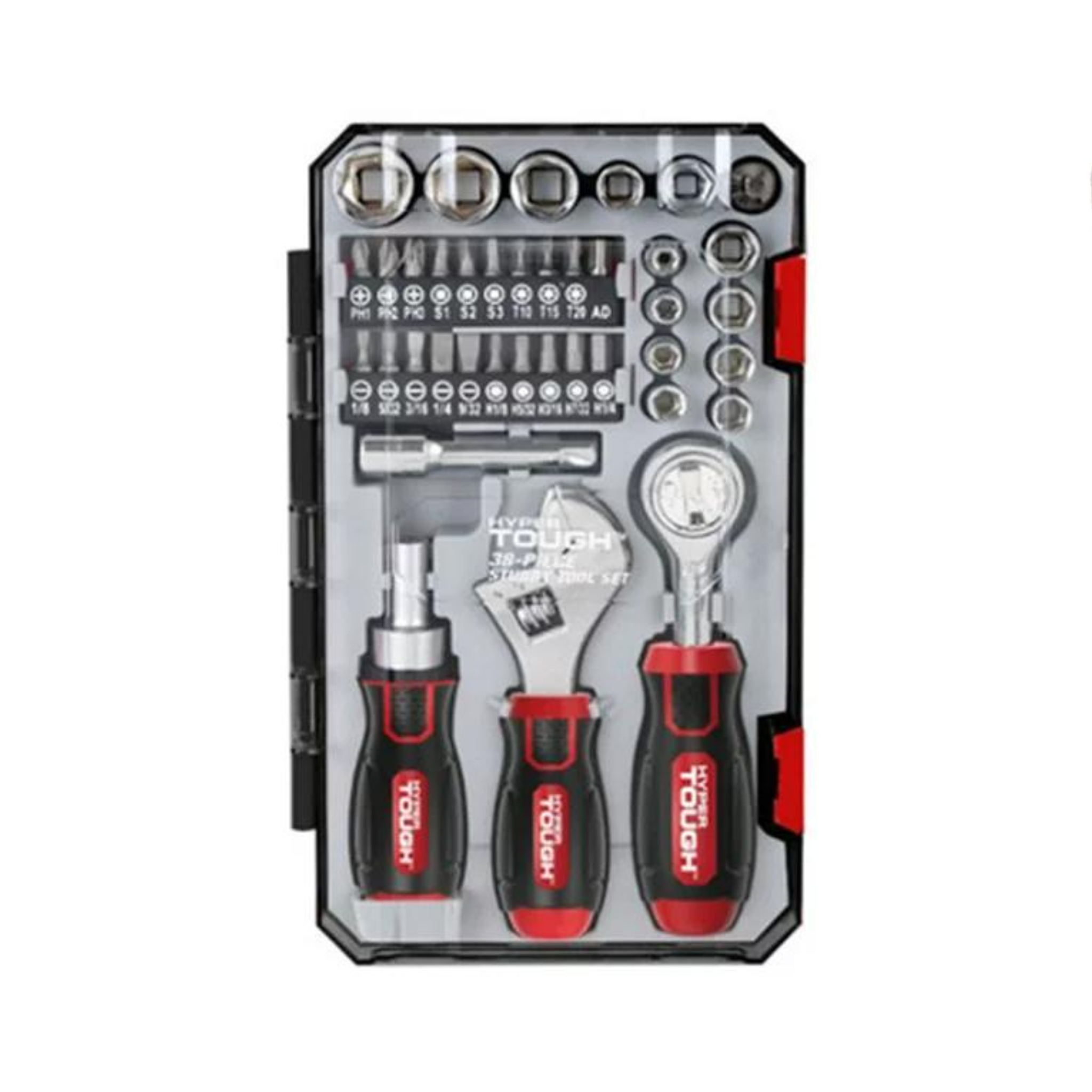 38-Piece Hyper Tough Stubby Wrench and Socket Set
