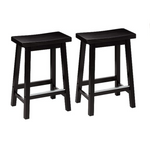 Set Of 2 Amazon Basics Solid Wood Saddle-Seat Kitchen Stools