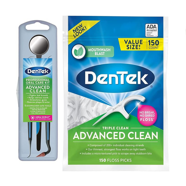 Kit de cuidado bucal profesional DenTek + paquete de púas de hilo Dental DenTek de 150 unidades