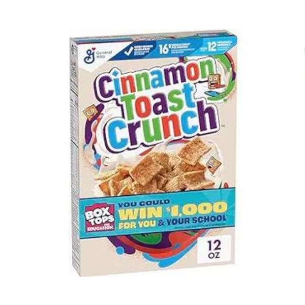Caja de cereal crujiente tostado con canela