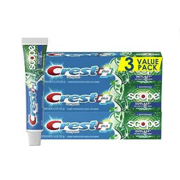 Crest Complete Whitening + Scope, pasta de dientes de menta de larga duración (paquete triple)
