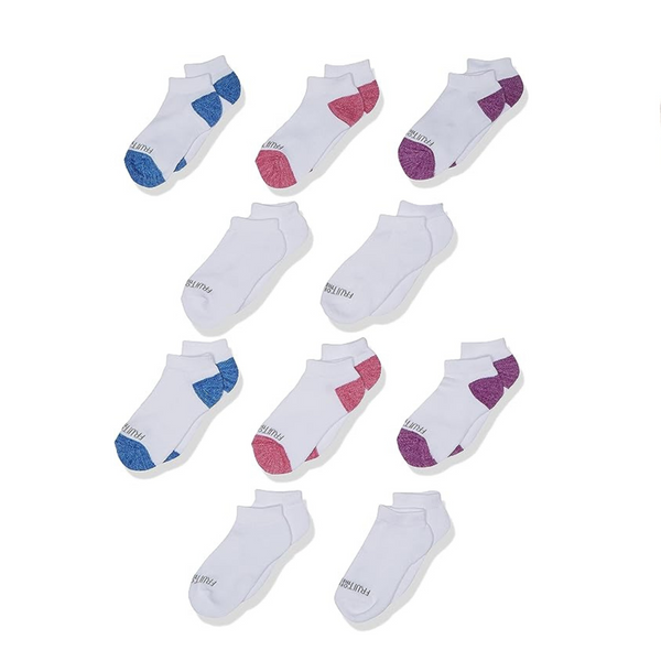 Fruit of the Loom Girls' 10-Pair Everyday Soft No Show Socks