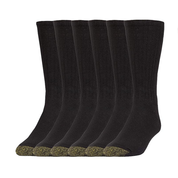 GOLDTOE Calcetines Harrington Crew para hombre, 6 pares