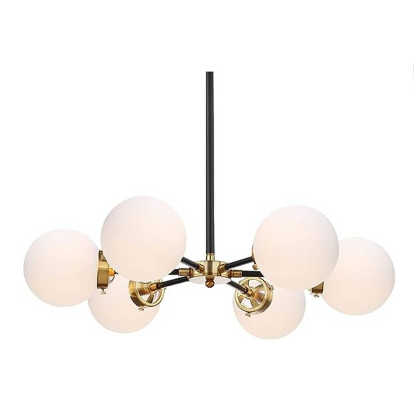 JONATHAN Y Caleb Adjustable 6-Light 28″ Brass Cluster Pendant
