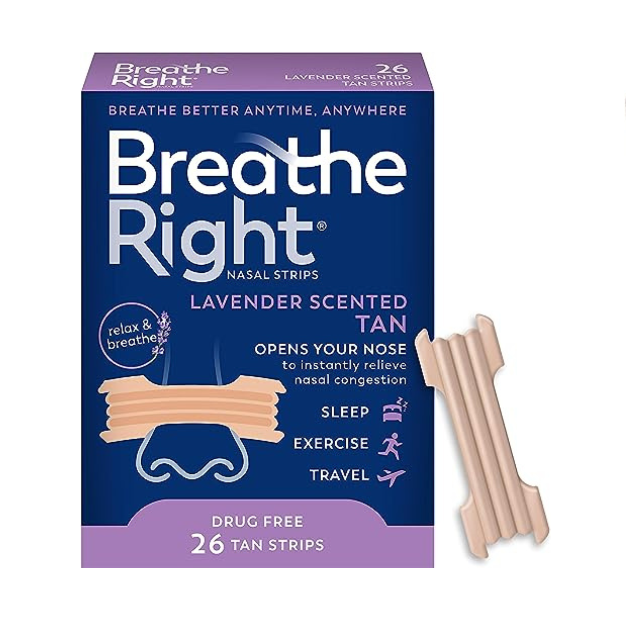 26-Ct Breathe Right Nasal Strips For Congestion/Snoring Relief