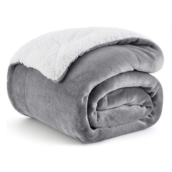 Bedsure Sherpa Fleece Throw Blanket – Thick and Warm Blanket for Winter, Grey, 50×60 Inches