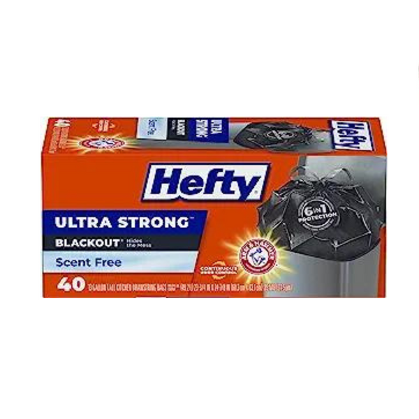 3 Boxes of Hefty Ultra Strong Tall 13 Gallon Kitchen Trash Bags, Blackout, Unscented (40 Count)