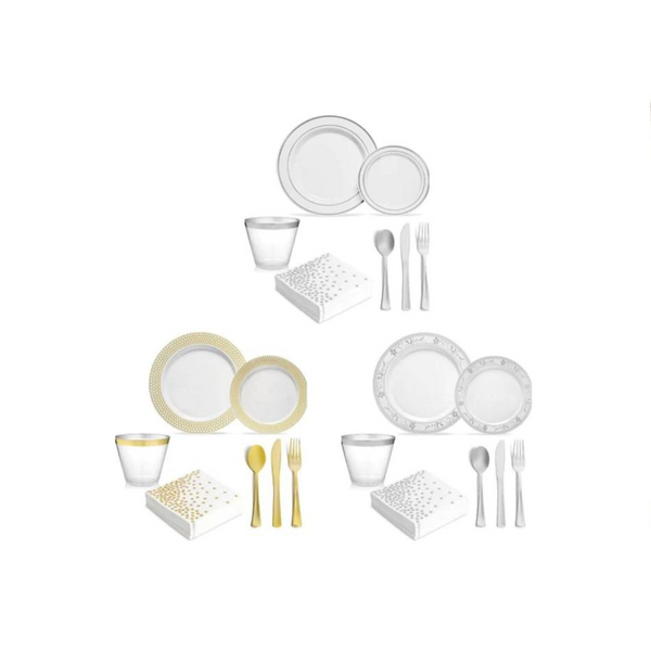 175 Pcs Plastic Disposable Dinnerware Sets