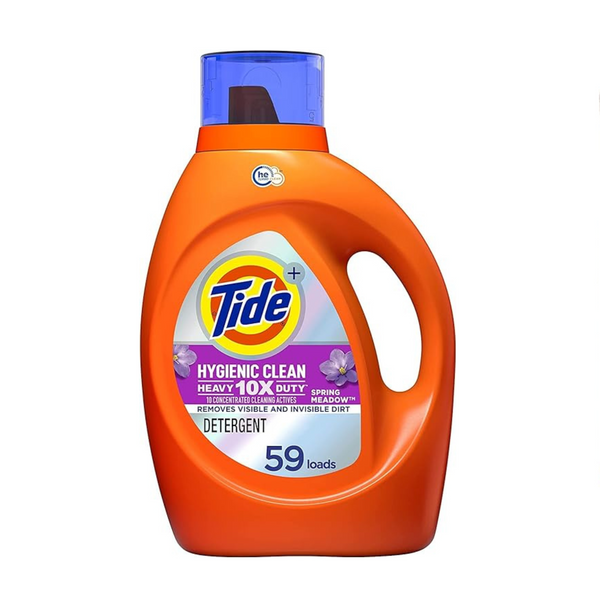3 botellas de detergente líquido para ropa Tide Spring Meadow Hygienic Clean Heavy 10X Duty