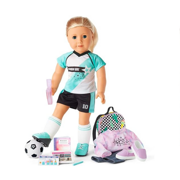 Muñeca American Girl Truly Me de 18 pulgadas, juegos para jugar desde el día escolar hasta el fútbol