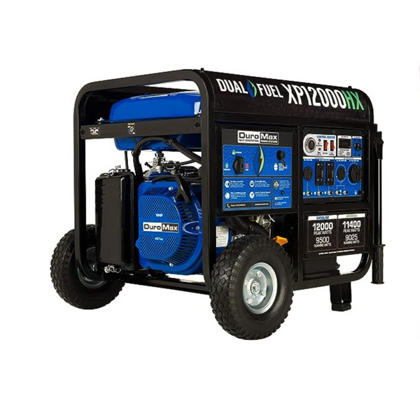 Gas portátil de combustible dual DuroMax de 12000 vatios
