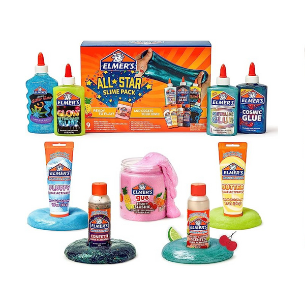 Elmer’s All-Star Slime Kit, Includes Liquid Glue, Slime Activator, and Premade Slime, 9 Count